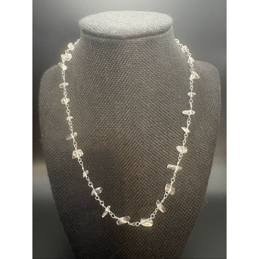 Sparkling Crystal and Silver Necklace, 18”, NEW, Handmade